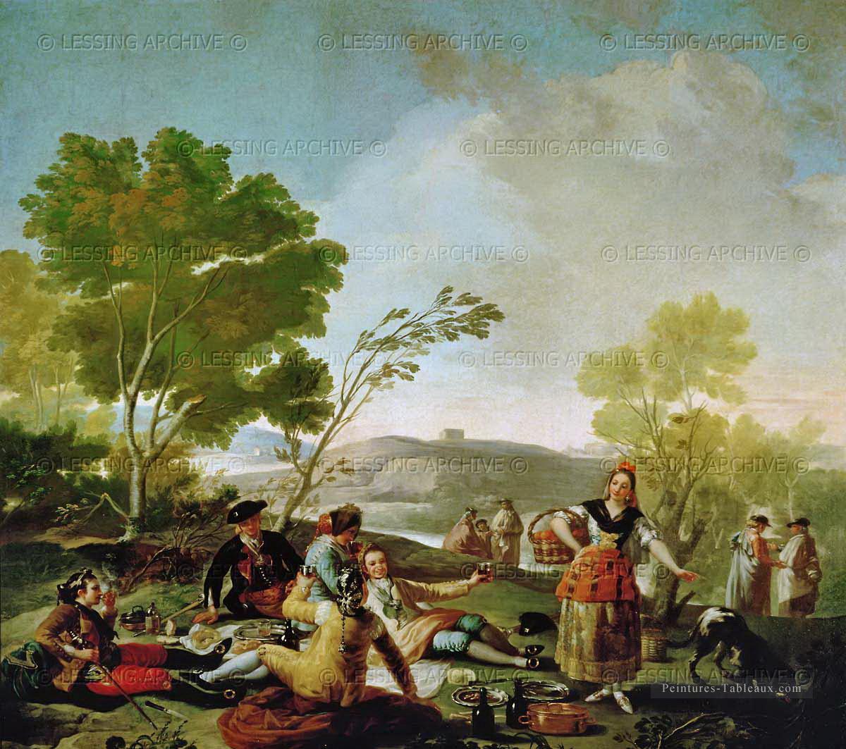 Pique nique sur les rives du Manzanares Francisco de Goya Peintures à l'huile